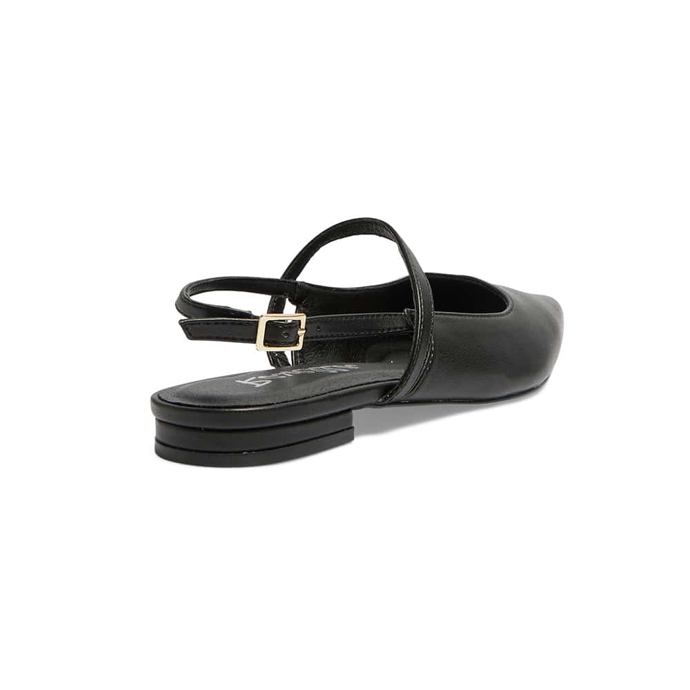 Katie Ballet Flat in Black Smooth
