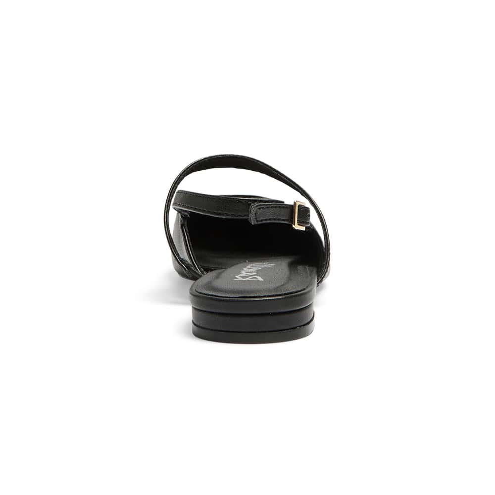 Katie Ballet Flat in Black Smooth