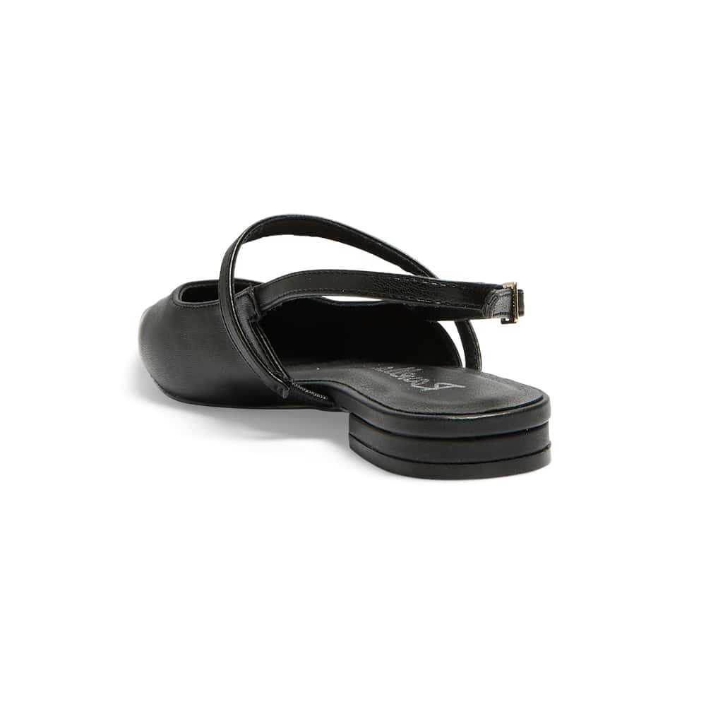 Katie Ballet Flat in Black Smooth