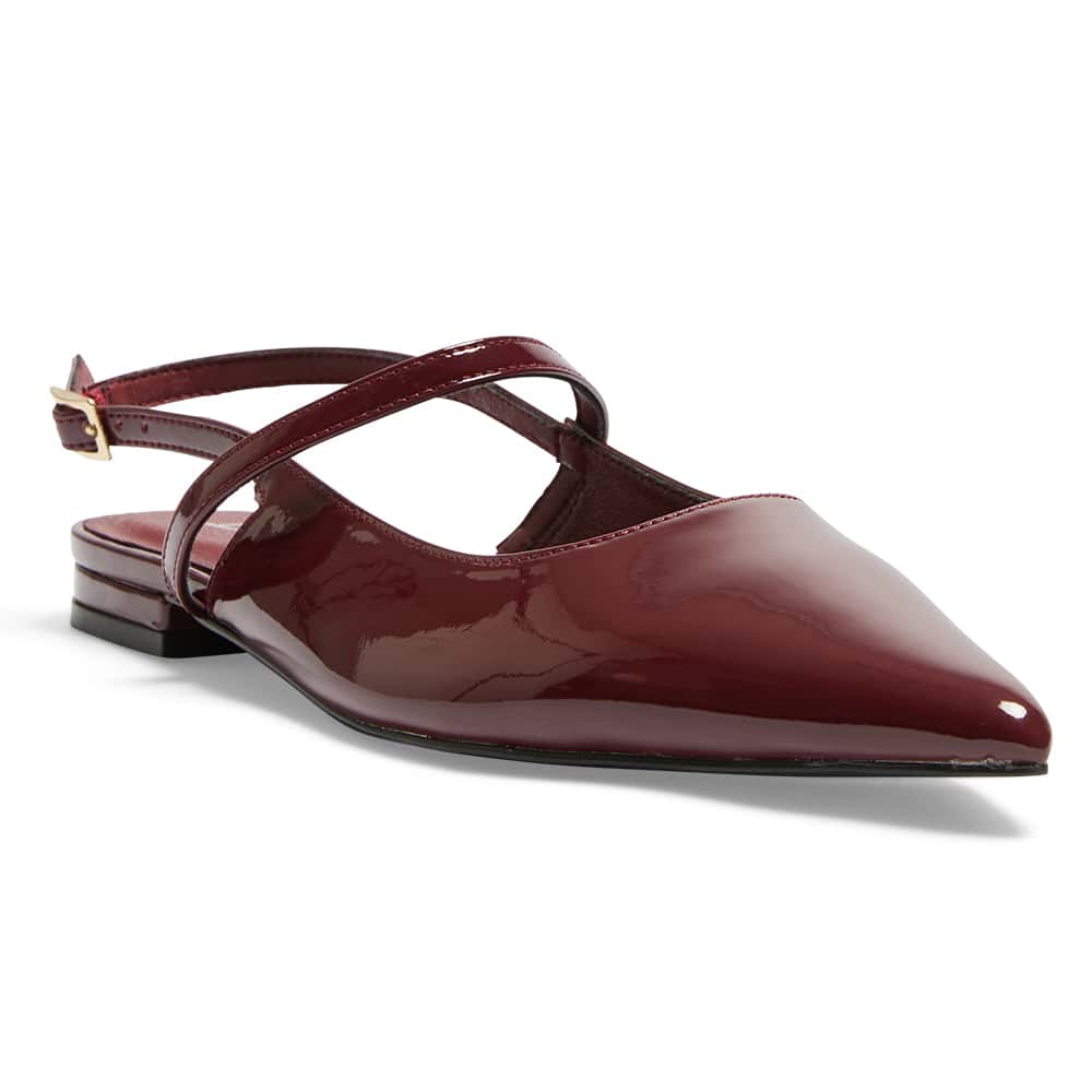 Katie Ballet Flat in Cherry Patent