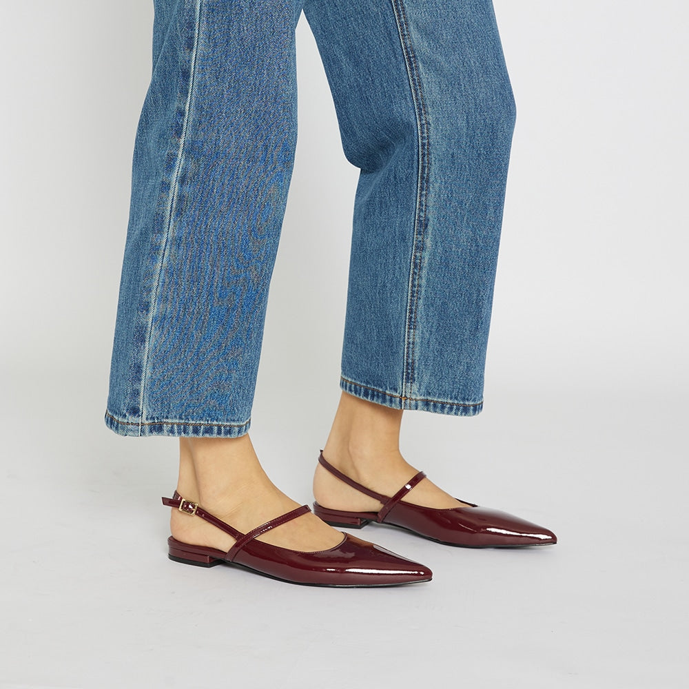 Katie Ballet Flat in Cherry Patent