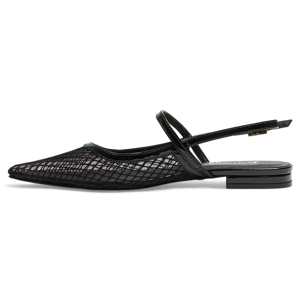 Kelsey Ballet Flat in Black Mesh Patent