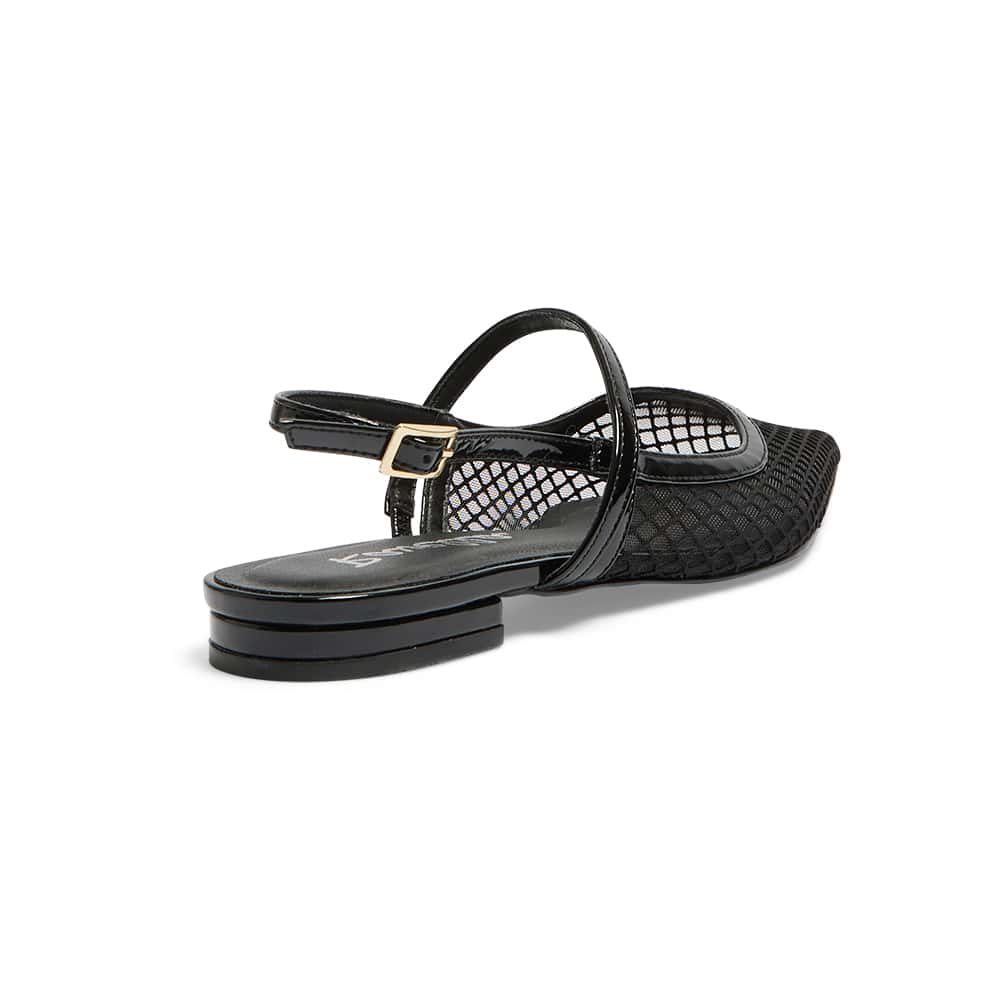 Kelsey Ballet Flat in Black Mesh Patent