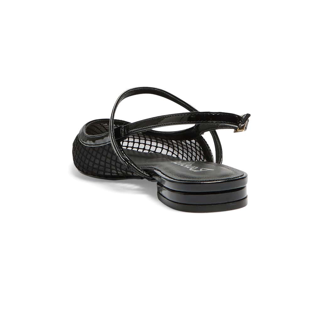 Kelsey Ballet Flat in Black Mesh Patent
