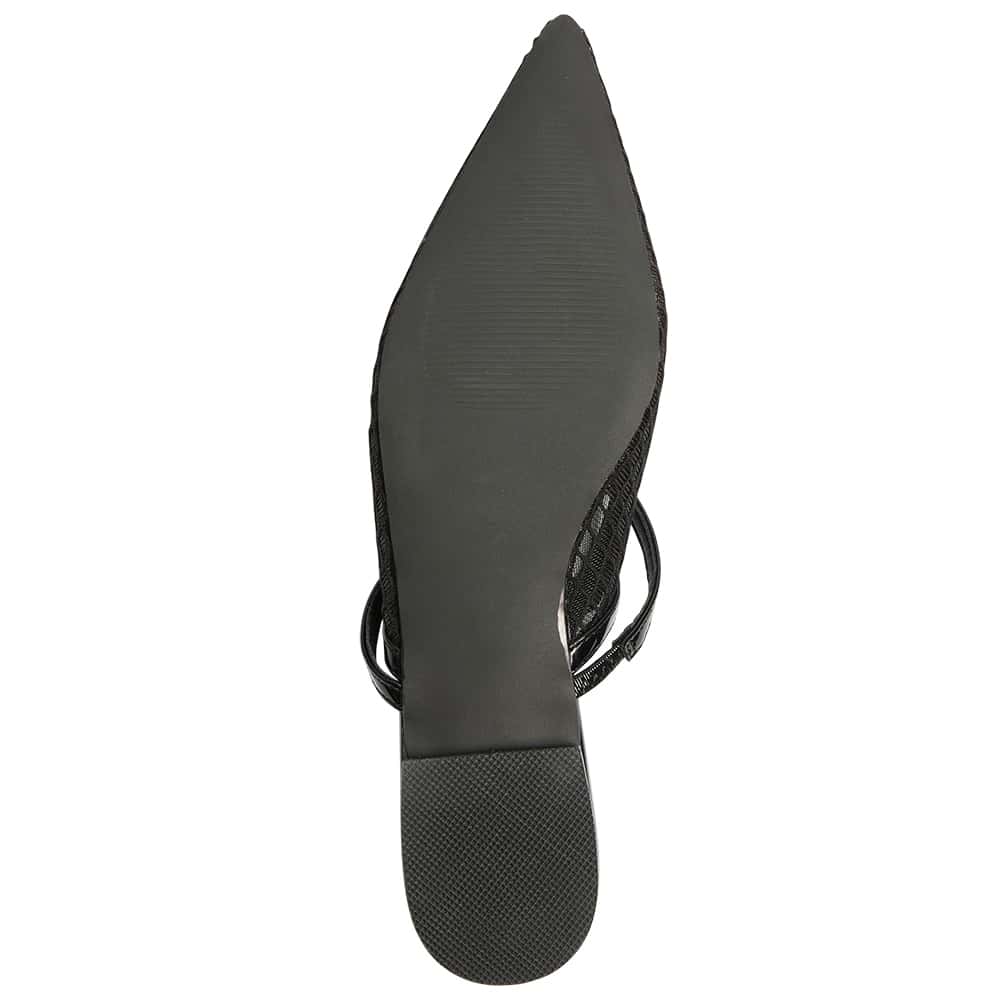Kelsey Ballet Flat in Black Mesh Patent