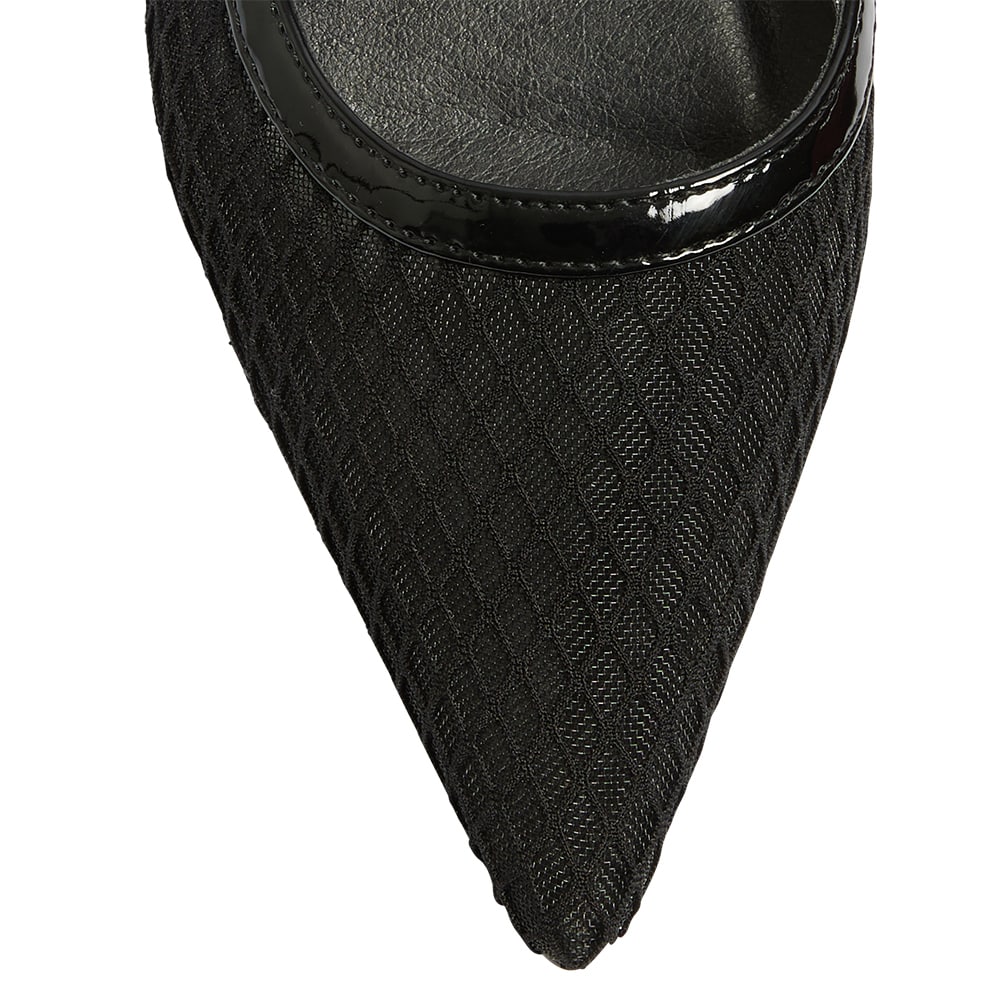 Kelsey Ballet Flat in Black Mesh Patent