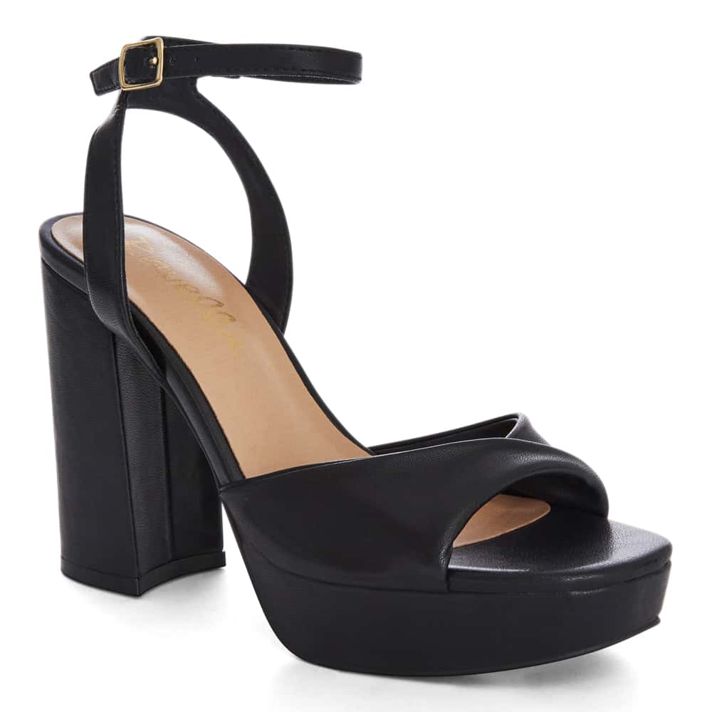 Lapelle Heel in Black Smooth