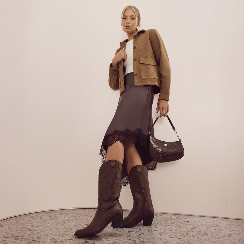 Nadia Bag in Chocolate Croc Croc