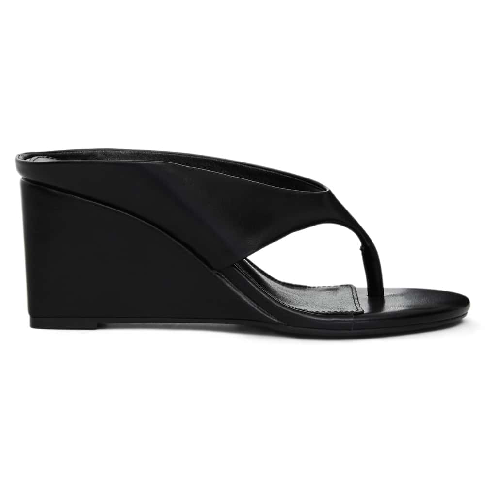 Olive Thongs in Black Smooth