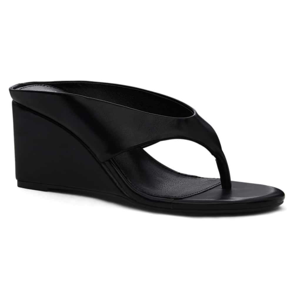 Olive Thongs in Black Smooth