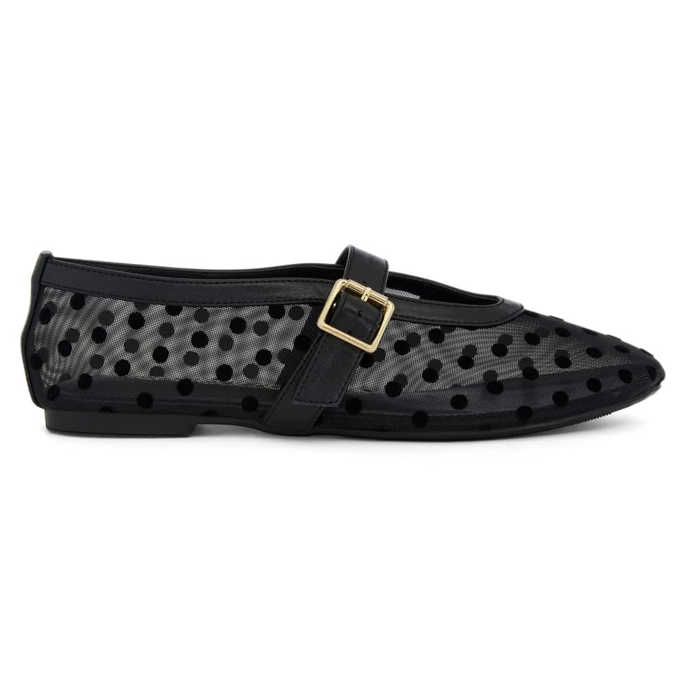 Reign Ballet Flat in Black Dots Mesh
