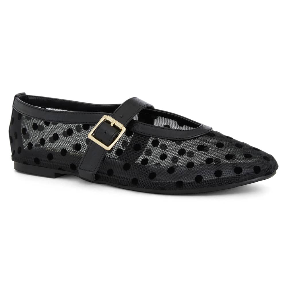 Reign Ballet Flat in Black Dots Mesh