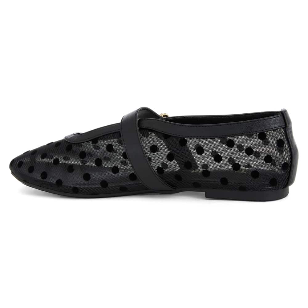 Reign Ballet Flat in Black Dots Mesh