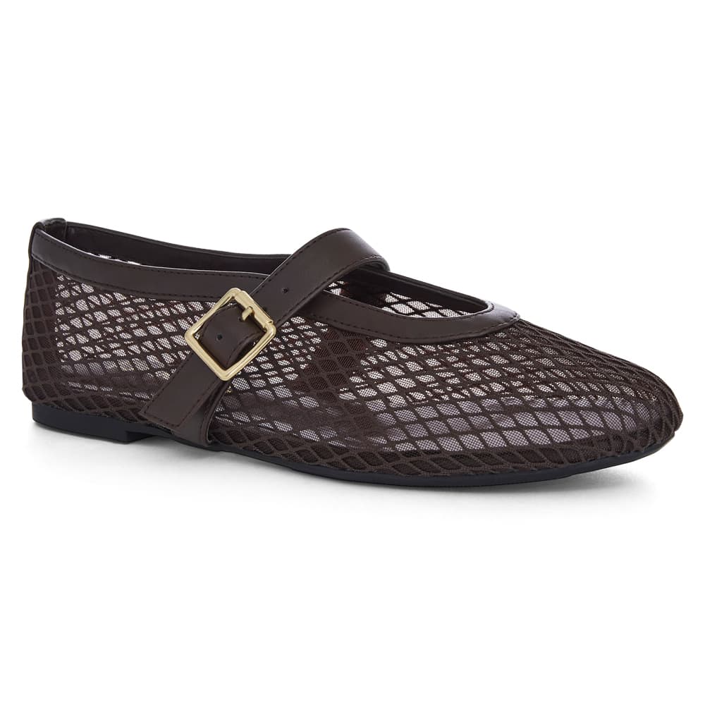 Reign Ballet Flat in Chocolate  Mesh