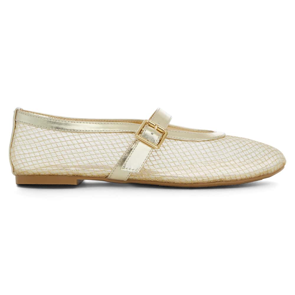 Reign Ballet Flat in Gold Mesh Mesh