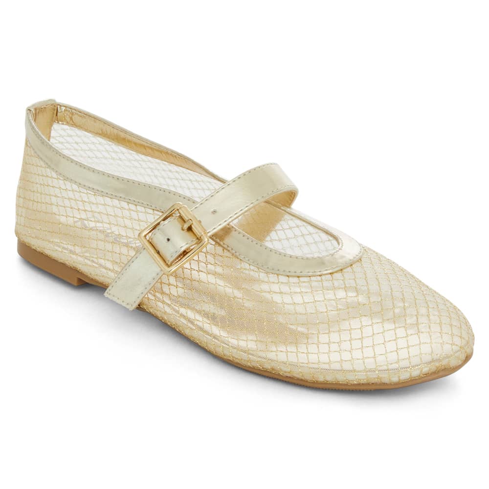 Reign Ballet Flat in Gold Mesh Mesh