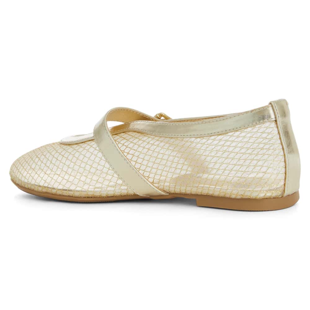 Reign Ballet Flat in Gold Mesh Mesh