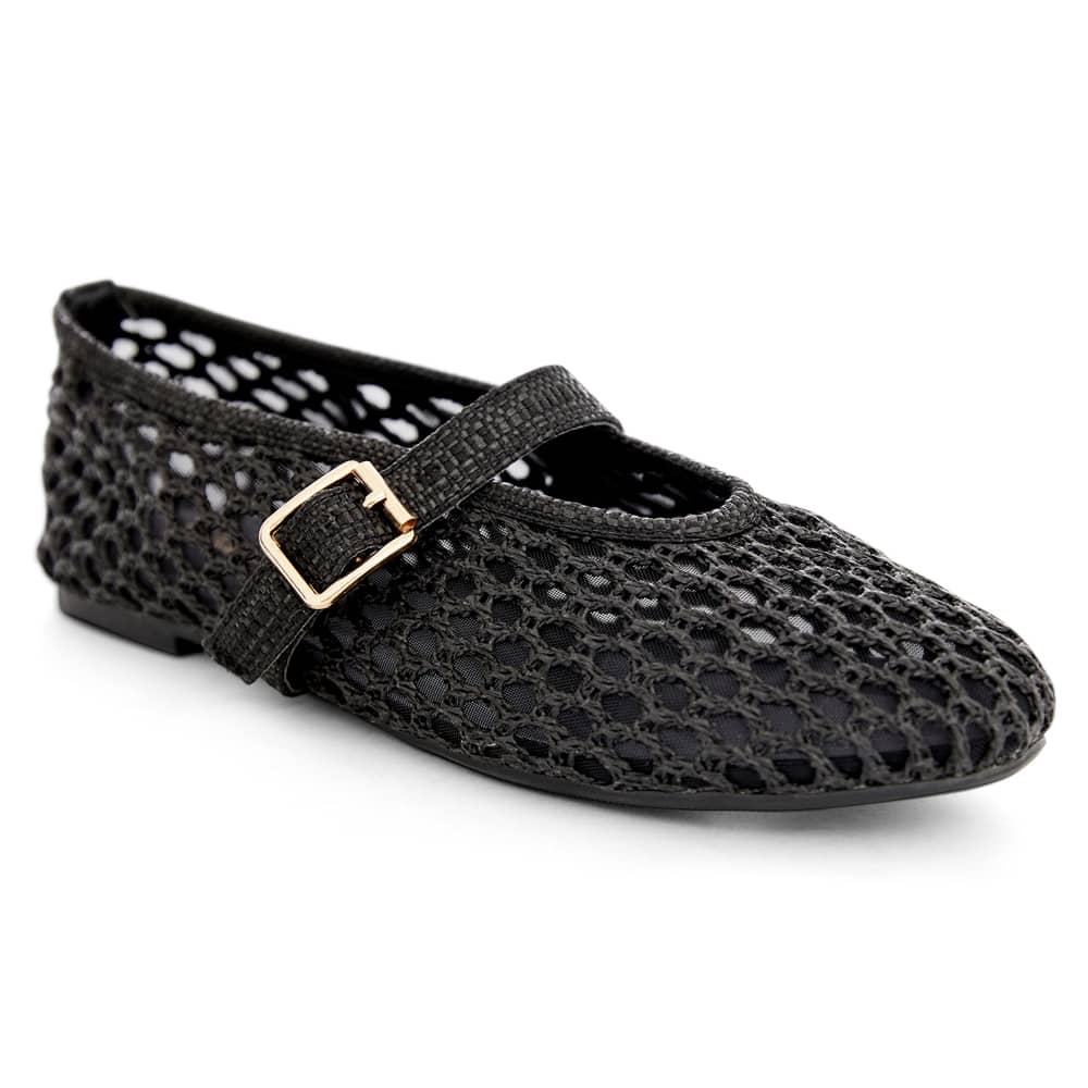 Renn Ballet Flat in Black Mesh