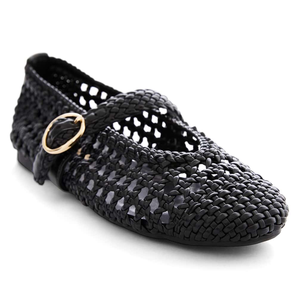 Retro Ballet Flat in Black Weave