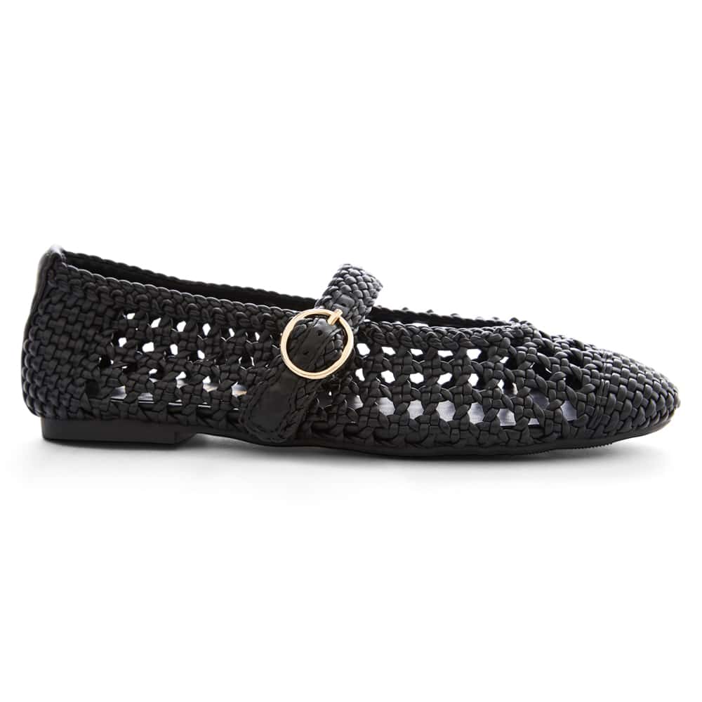 Retro Ballet Flat in Black Weave