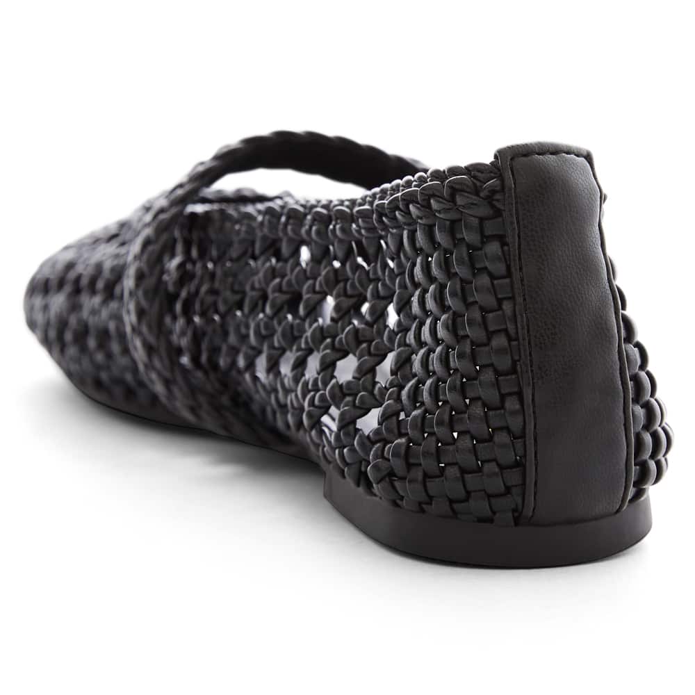Retro Ballet Flat in Black Weave
