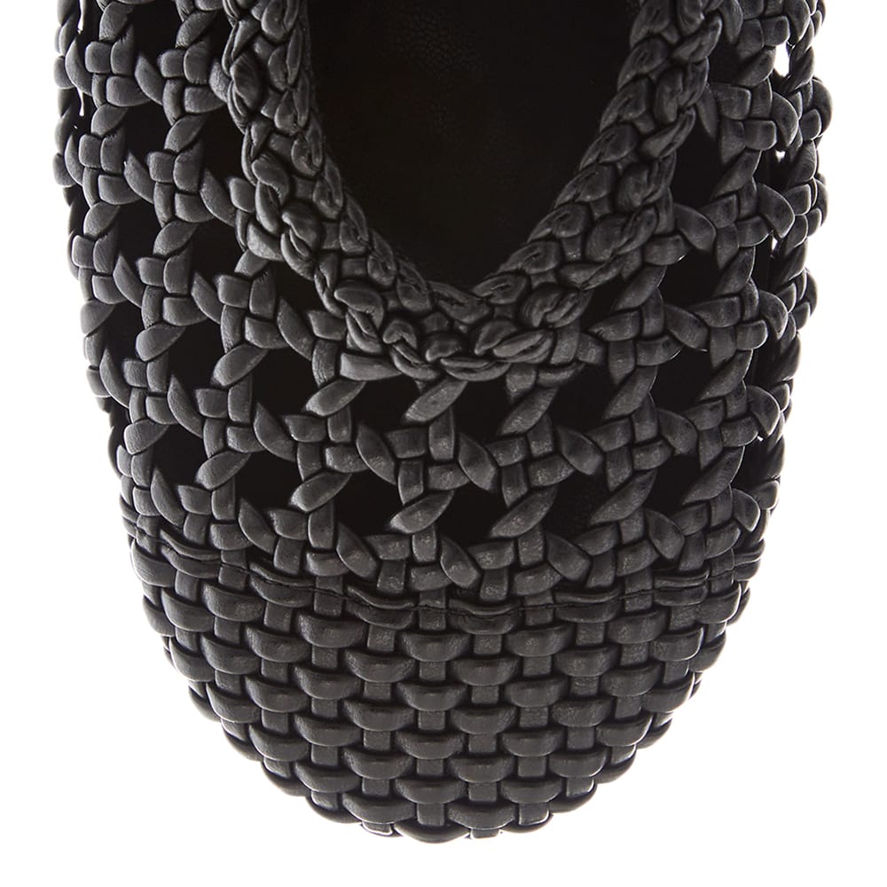 Retro Ballet Flat in Black Weave