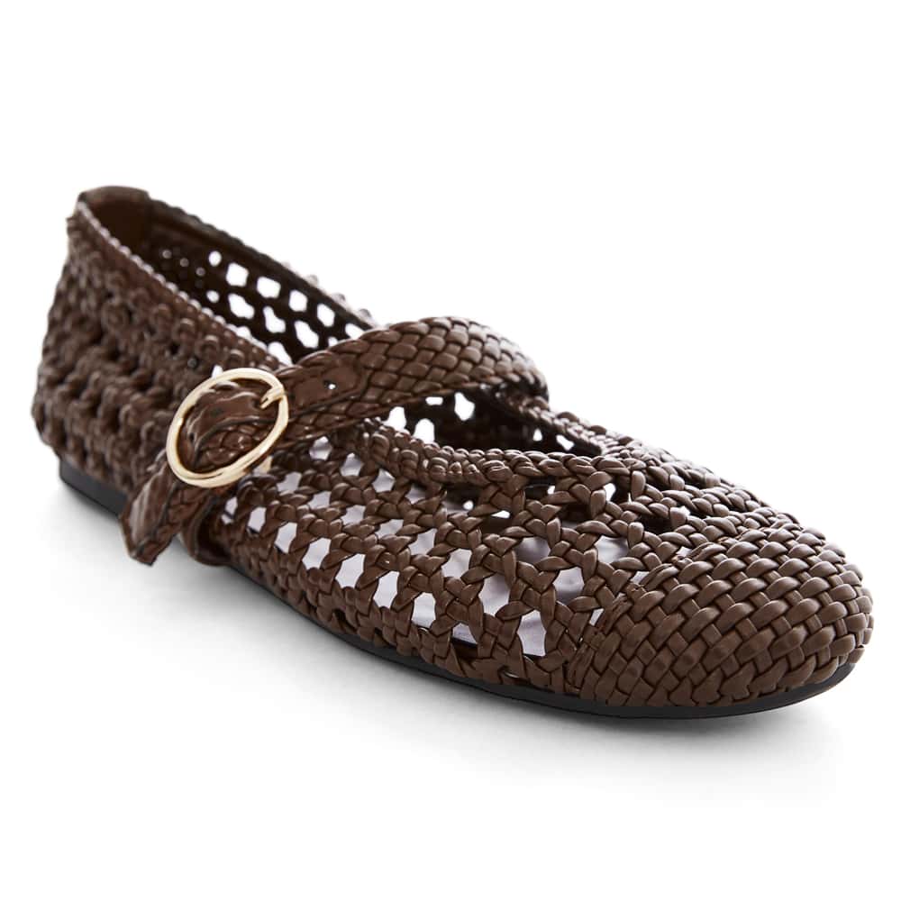 Retro Ballet Flat in Chocolate Weave