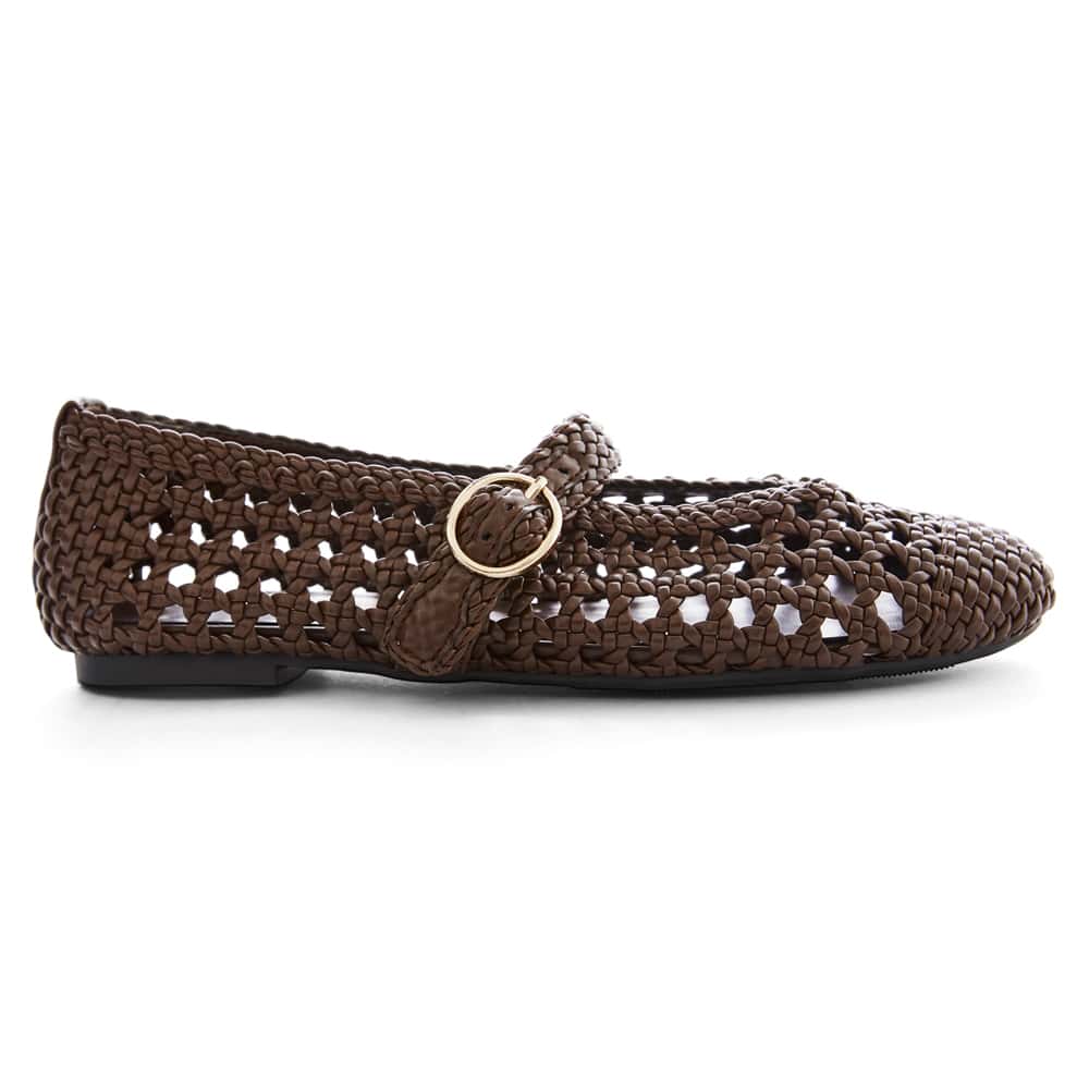 Retro Ballet Flat in Chocolate Weave