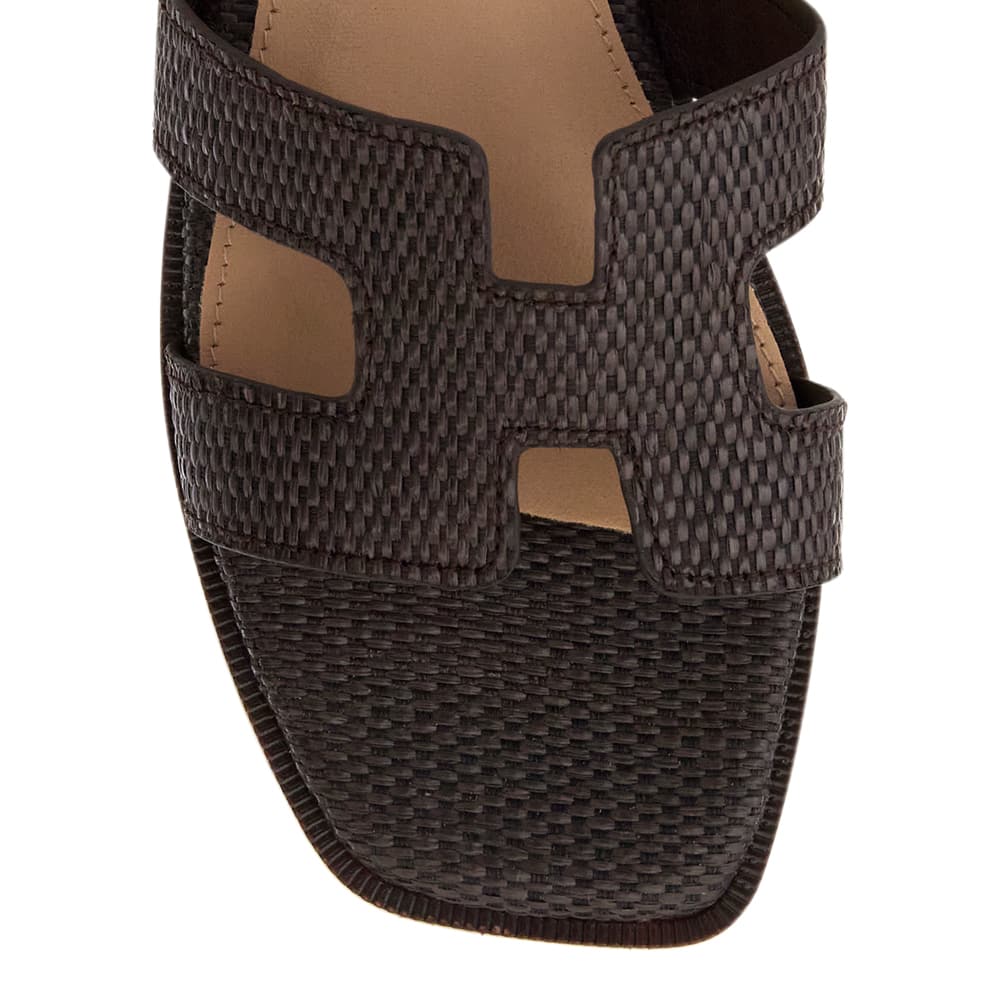 Rhodes Slide in Chocolate Raffia Raffia