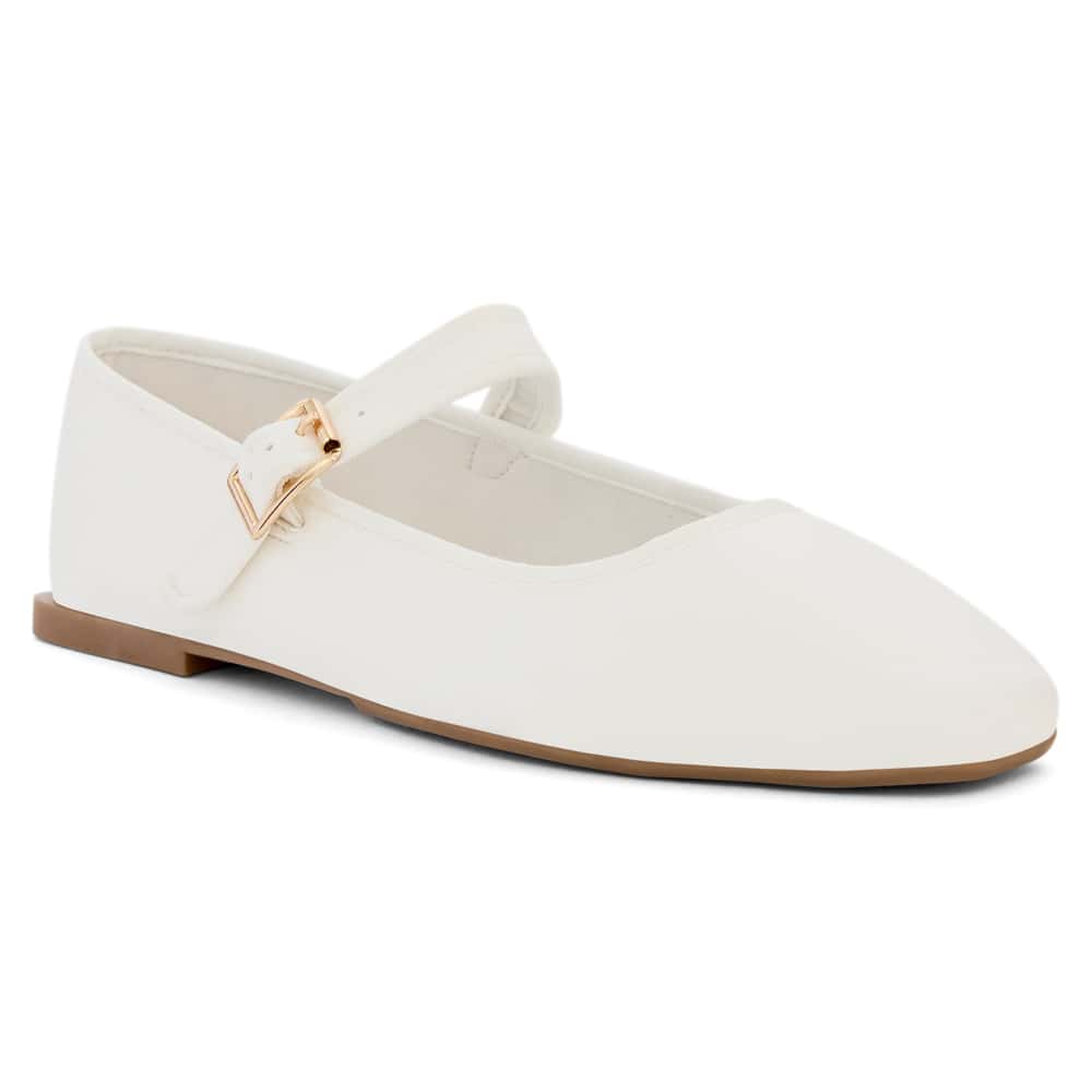 Romy Ballet Flat in White Smooth