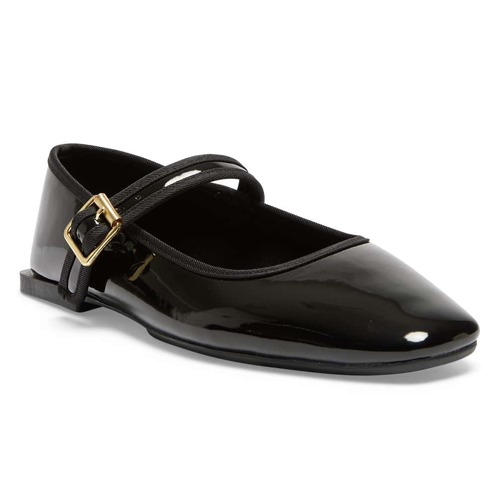 Romy Ballet Flat in Black Patent