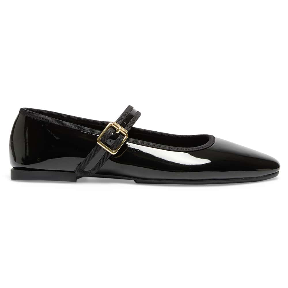 Romy Ballet Flat in Black Patent