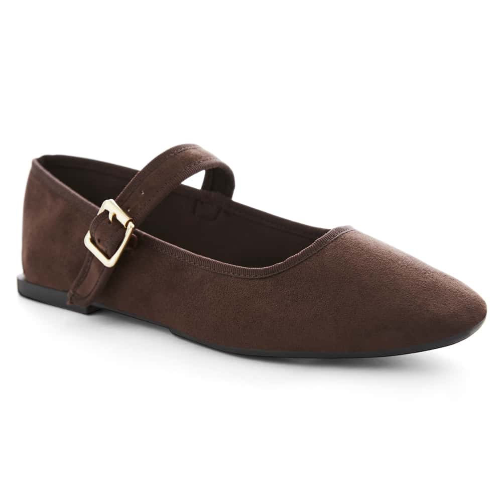 Romy Ballet Flat in Chocolate  Micro
