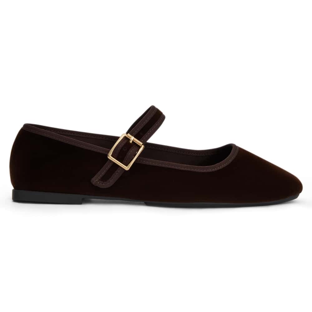 Romy Ballet Flat in Chocolate Velvet Velvet