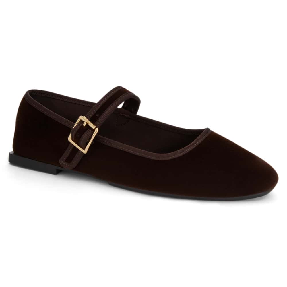 Romy Ballet Flat in Chocolate Velvet Velvet