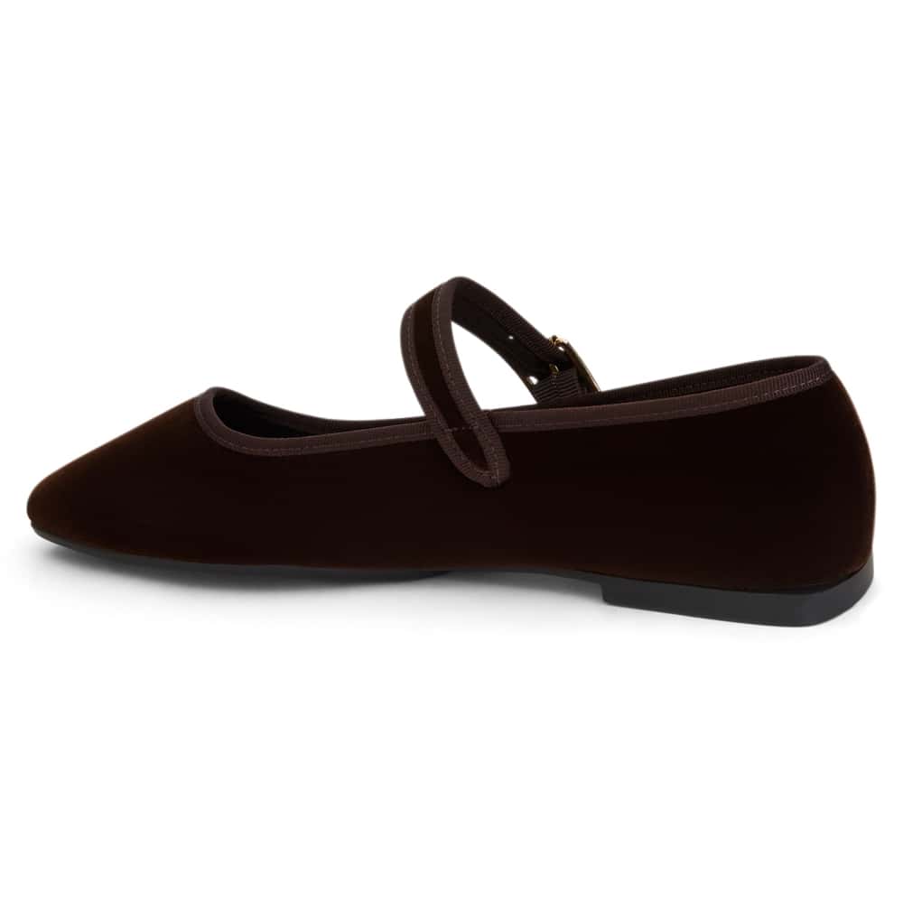 Romy Ballet Flat in Chocolate Velvet Velvet