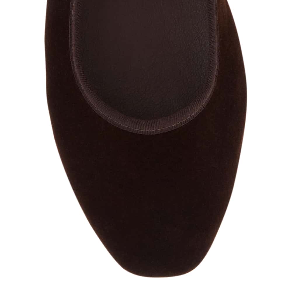 Romy Ballet Flat in Chocolate Velvet Velvet