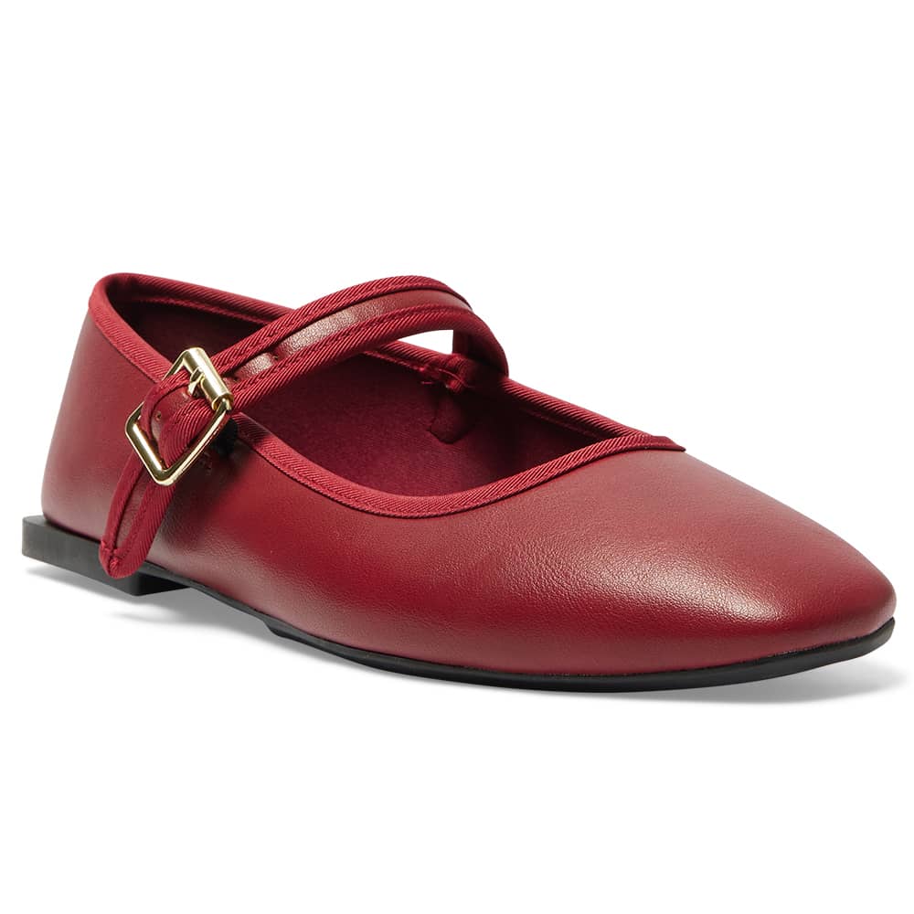 Romy Ballet Flat in Red Smooth
