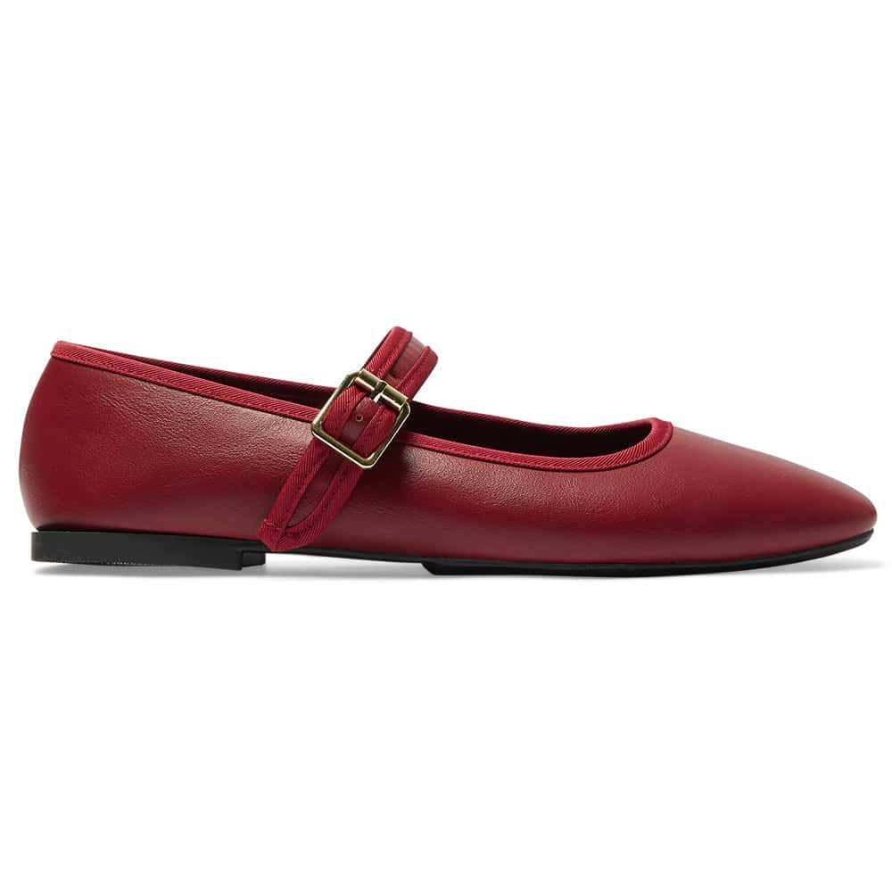 Romy Ballet Flat in Red Smooth