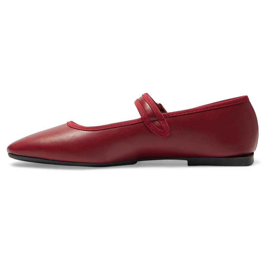 Romy Ballet Flat in Red Smooth