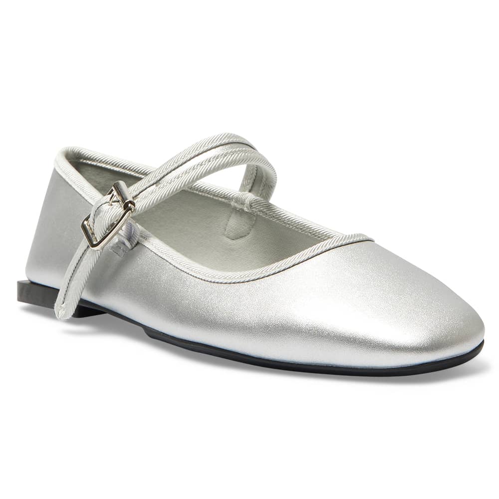 Romy Ballet Flat in Silver Metallic