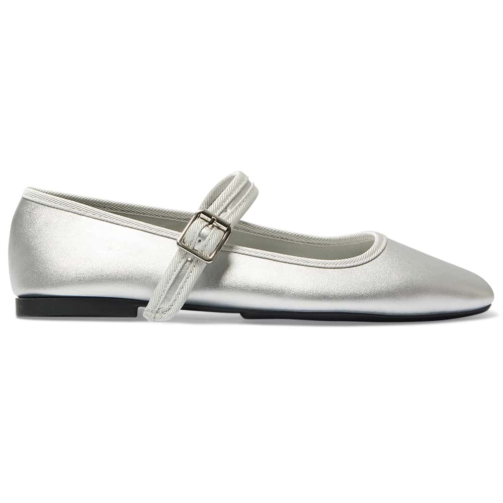 Romy Ballet Flat in Silver Metallic