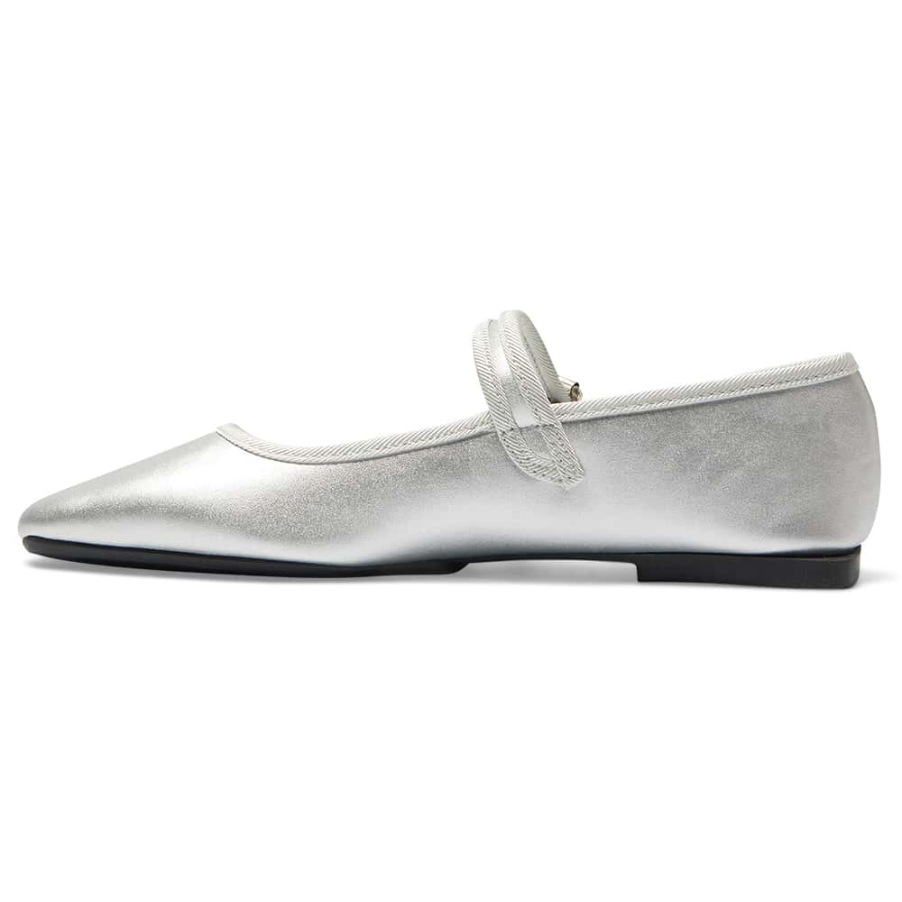 Romy Ballet Flat in Silver Metallic