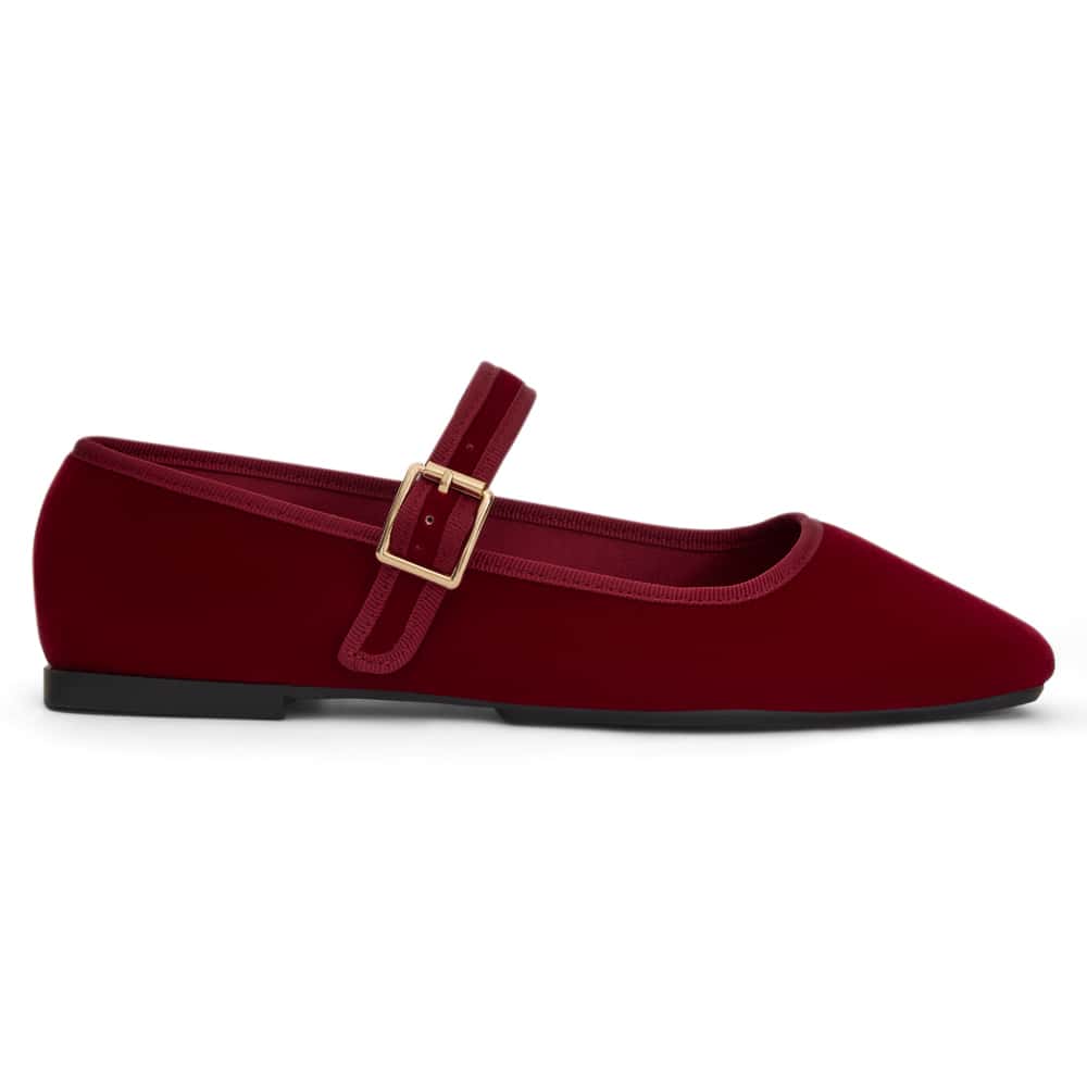 Romy Ballet Flat in Wine Velvet Velvet