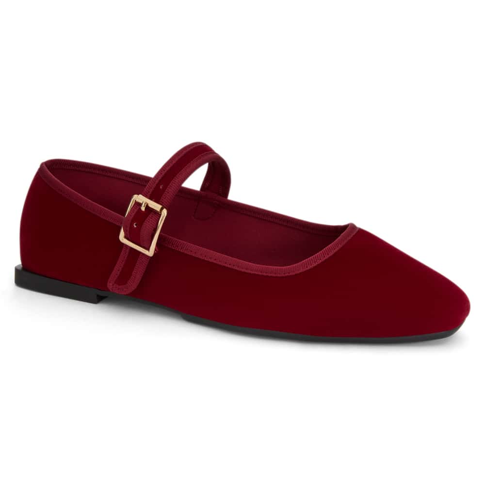Romy Ballet Flat in Wine Velvet Velvet
