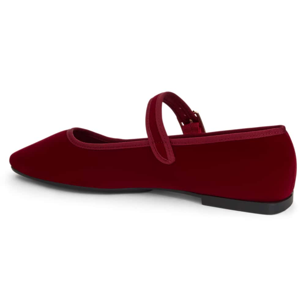 Romy Ballet Flat in Wine Velvet Velvet