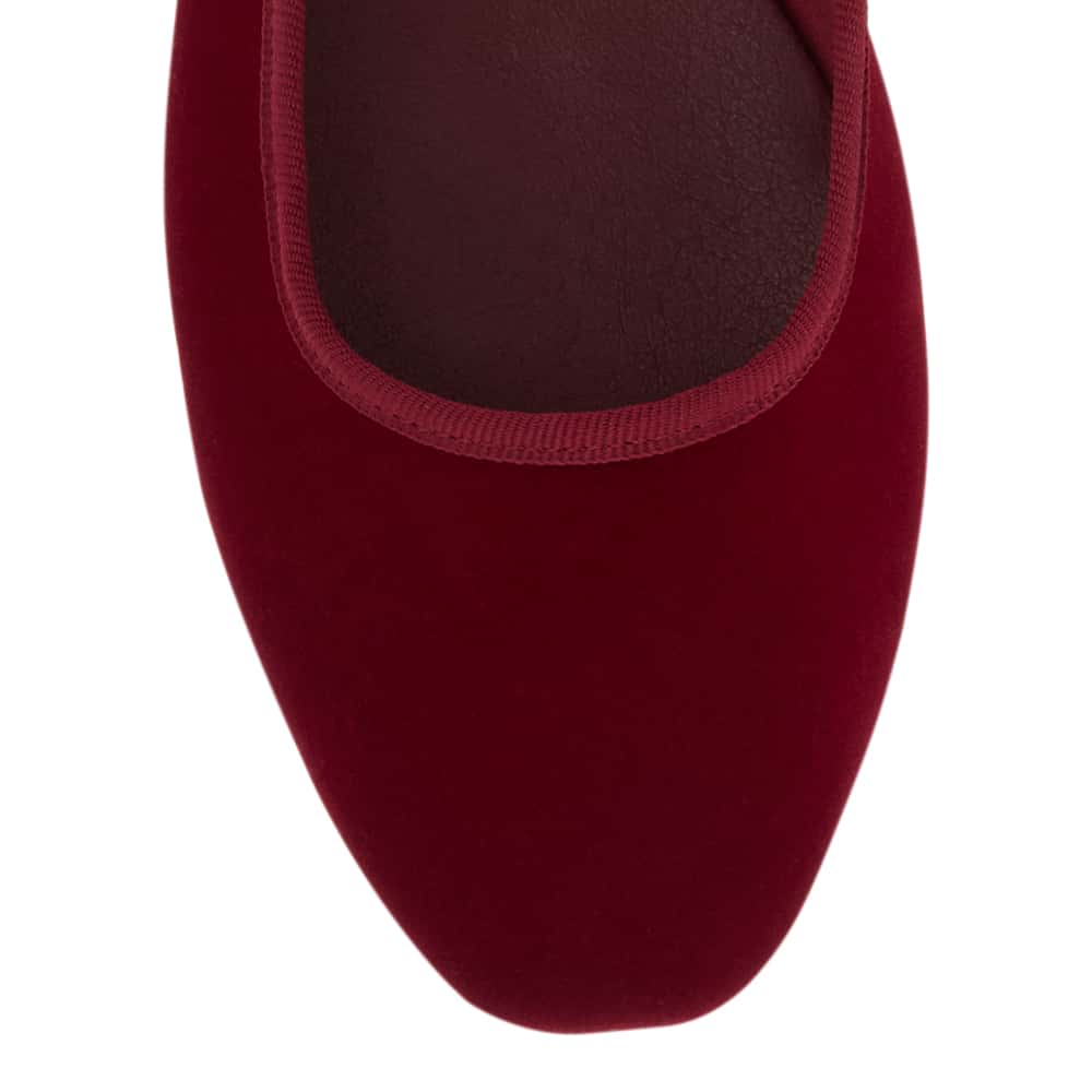 Romy Ballet Flat in Wine Velvet Velvet