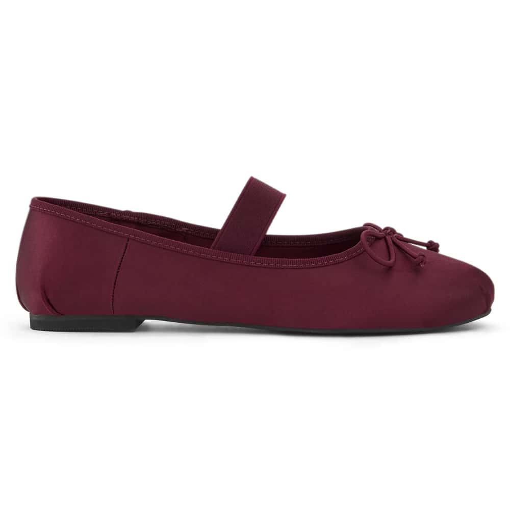 Rose Ballet Flat in Bordeaux Satin Satin