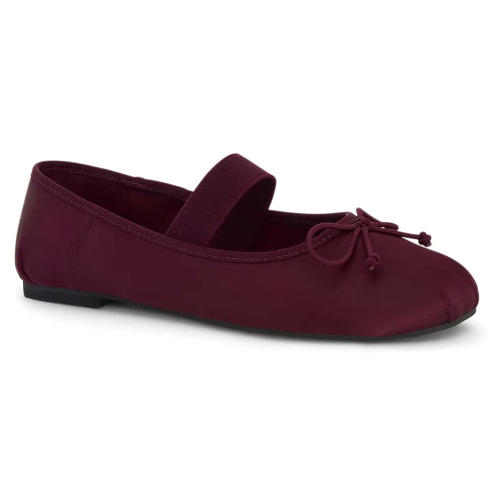 Rose Ballet Flat in Bordeaux Satin Satin