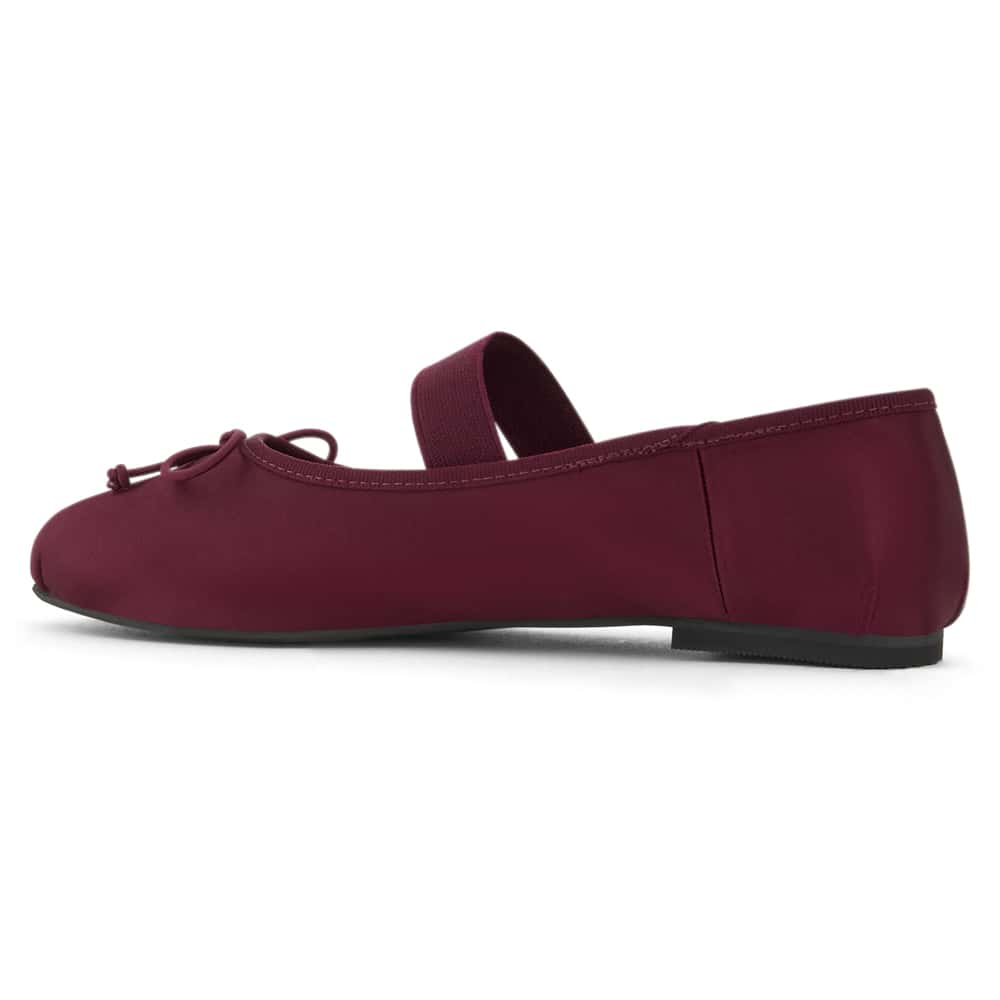 Rose Ballet Flat in Bordeaux Satin Satin